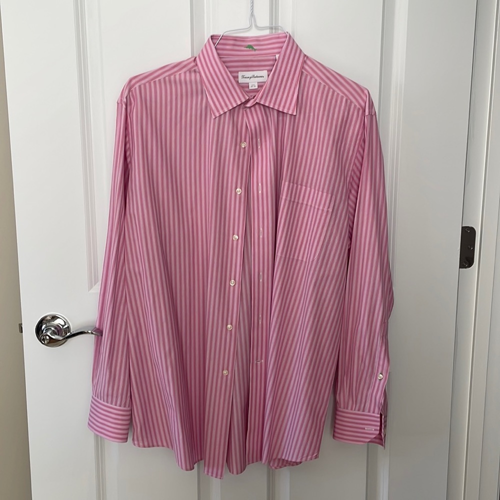 Men's dress shirt. The The pink and white stripe shirt is like new.